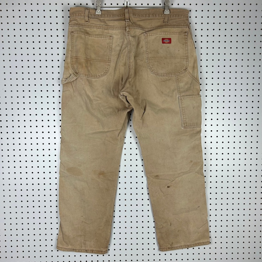 Dickies Carpenter Pants 38x32 Mens Brown Fair Distressed Duck Canvas Skater Worn